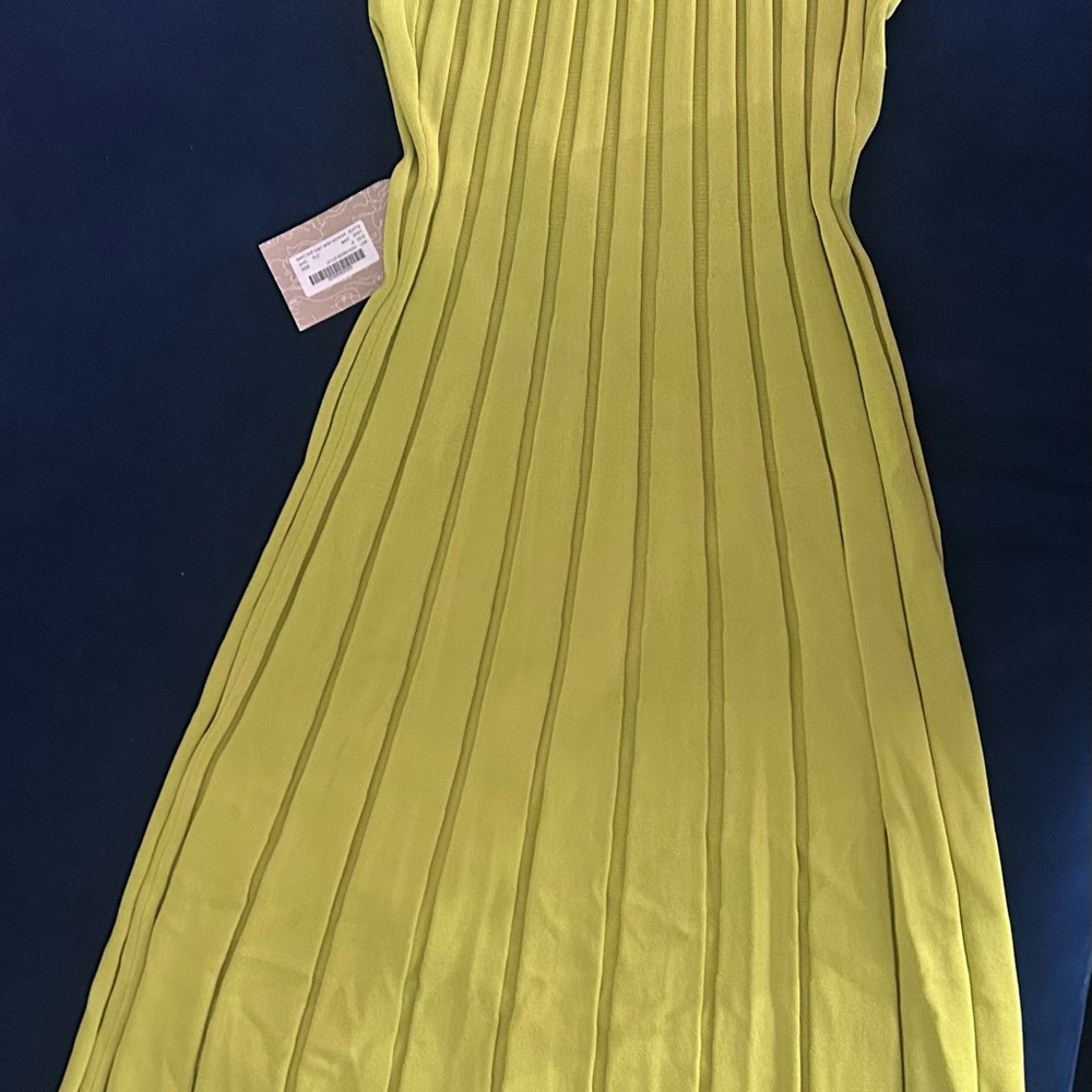 Meshki Lime Green Pleated Midi Dress